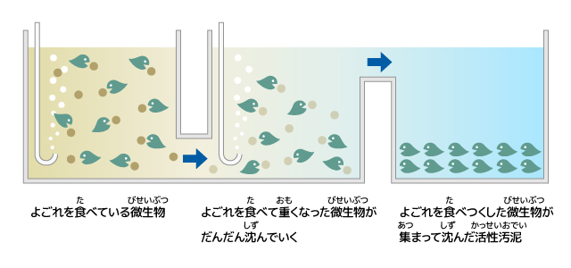 微生物の働きの説明図