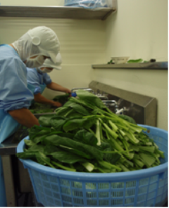 野菜を大切に洗います