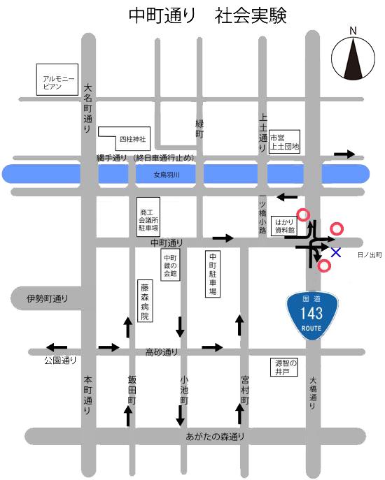 中町社会実験の図です