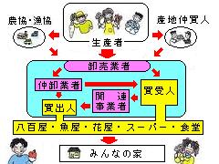 魚や野菜がみんなの家に届くまでの画像