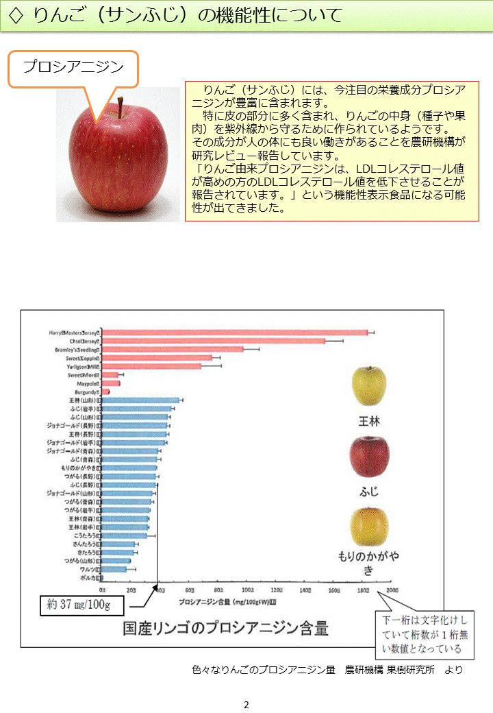 りんご（サンふじ）の機能性について　