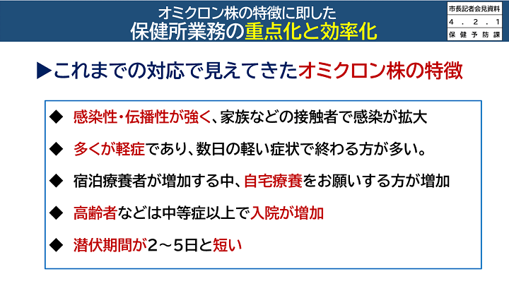 【資料5　オミクロン株の特徴に即した保健所業務の重点化と効率化(オミクロン株の特徴)】の画像