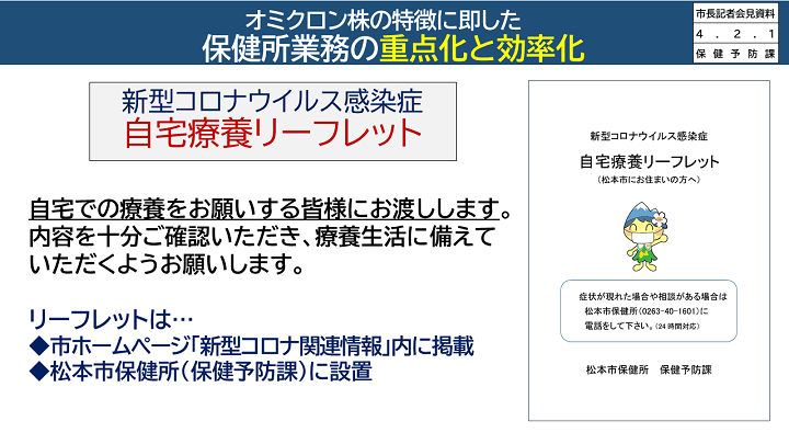 【資料13　オミクロン株の特徴に即した保健所業務の重点化と効率化(自宅療養リーフレット)】の画像