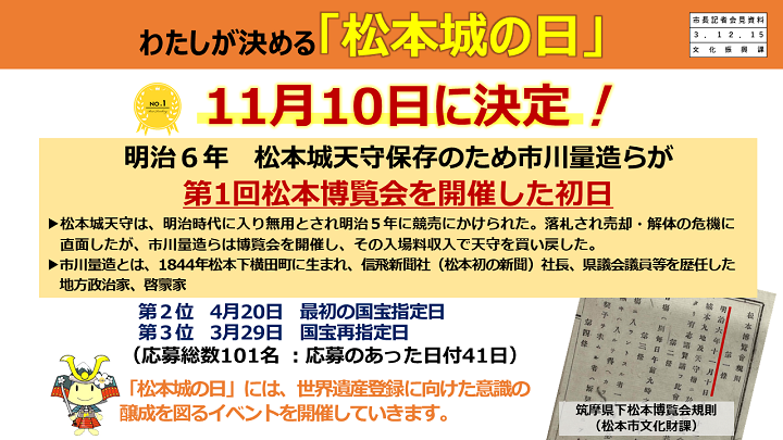 【資料5　わたしが決める「松本城の日」11月10日に決定！】の画像