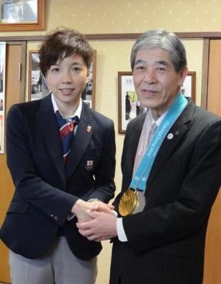 平成30年3月29日　小平奈緒選手が菅谷昭市長を表敬訪問の写真
