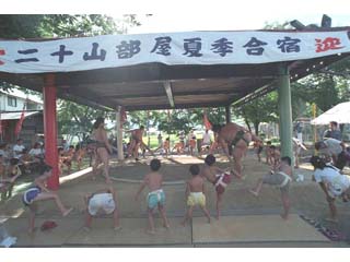 二十山部屋夏季合宿の相撲教室の写真