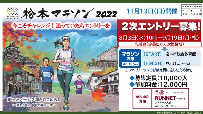 【資料13　松本マラソン2022　2次エントリー募集！】