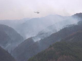 浅間温泉の山火事の写真