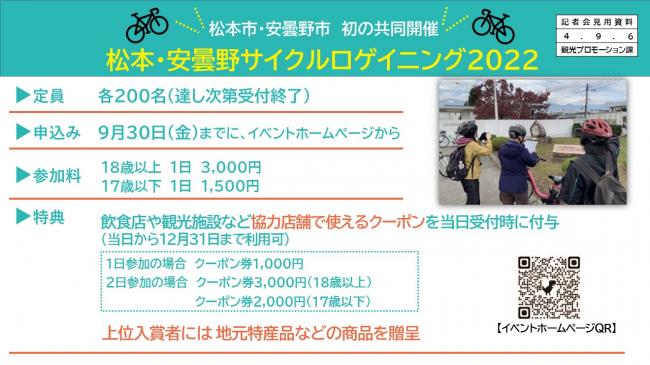 資料9　松本市・安曇野市　初の共同開催　松本・安曇野サイクルロゲイニング2022(募集要項)