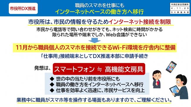 資料11　職員のスマホを仕事にも　インターネットベースの働き方へ移行(1)