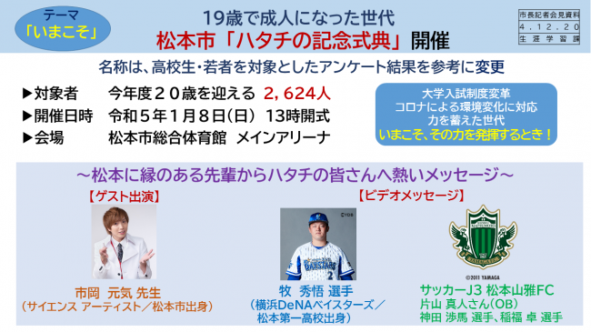 【資料6　19歳で成人になった世代　松本市「ハタチの記念式典」開催】