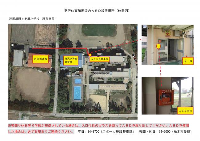 芝沢体育館周辺のＡＥＤ設置場所（位置図）