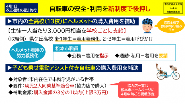 【資料1　４月１日　改正道路交通法施行　自転車の安全・利用を新制度で後押し】