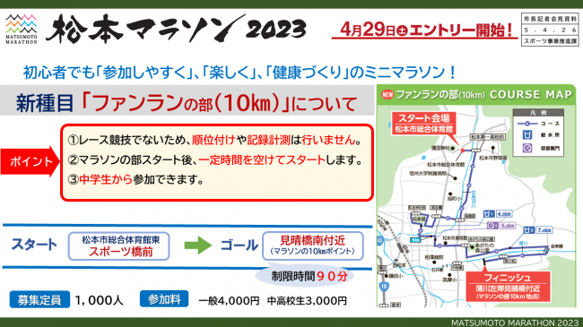 【資料12　松本マラソン2023　ファンランの部について】