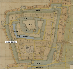 享保十三年秋改　松本城下絵図（1728年戸田氏時代）城郭部分
