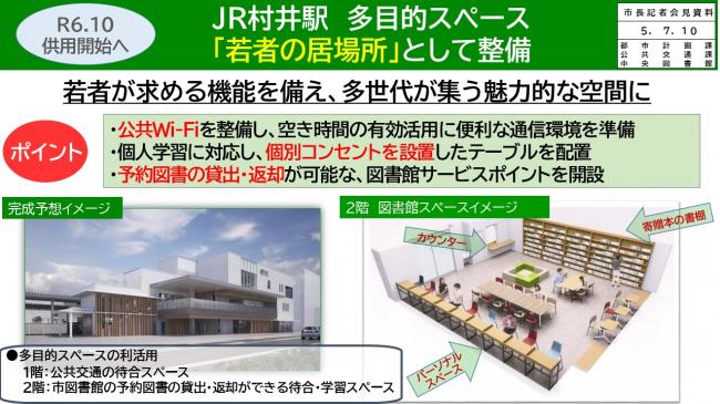 資料1 Ｒ6.10供用開始へ　ＪＲ村井駅　多目的スペース　「若者の居場所」として整備