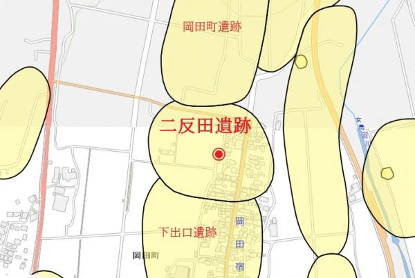 蓮台遺跡（二反田遺跡）　地図