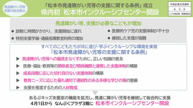 資料1　県内初 松本市インクルーシブセンター開設