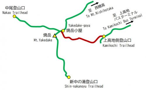 焼岳登山道概念図