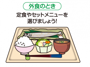 外食の時は、定食やセットメニューを選びましょう!