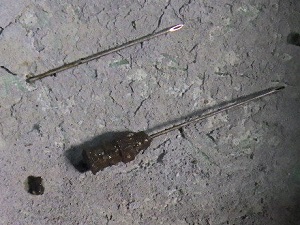 下水道管内で見つかった注射針
