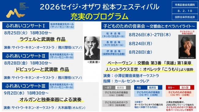 【資料7　2026セイジ・オザワ 松本フェスティバル　充実のプログラム】