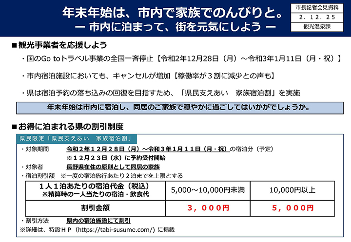 資料3　年末年始は、市内で家族でのんびりと。－市内に泊まって、街を元気にしよう－の画像