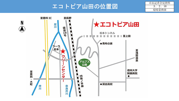 資料3　エコトピア山田の位置図の画像