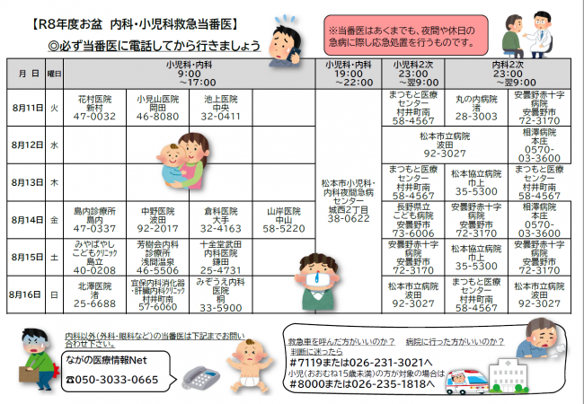 れんげつつじ　R8年お盆当番医