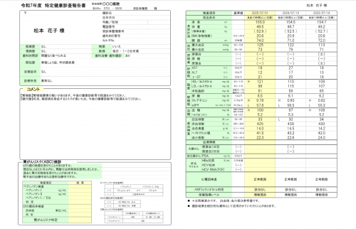 健診結果見本