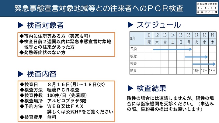 資料6　緊急事態宣言対象地域等との往来者へのＰＣＲ検査の画像