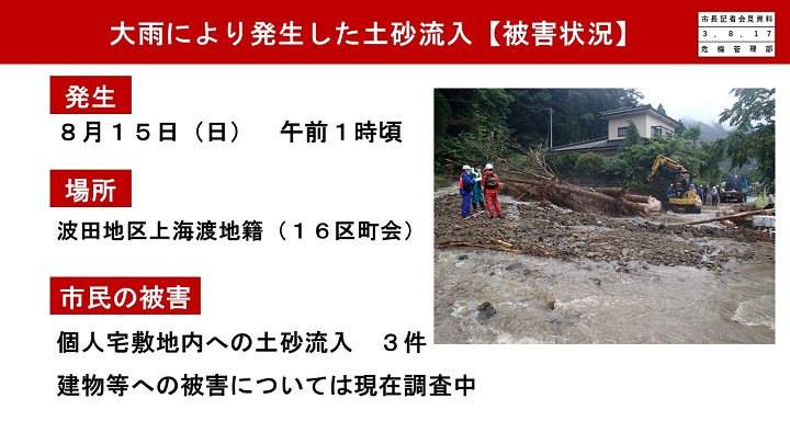 資料3　大雨により発生した土砂流入【被害状況】の画像