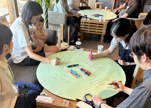 えんたくんに書き込みしている参加者の様子