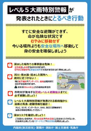 レベル5大雨特別警報とるべき行動