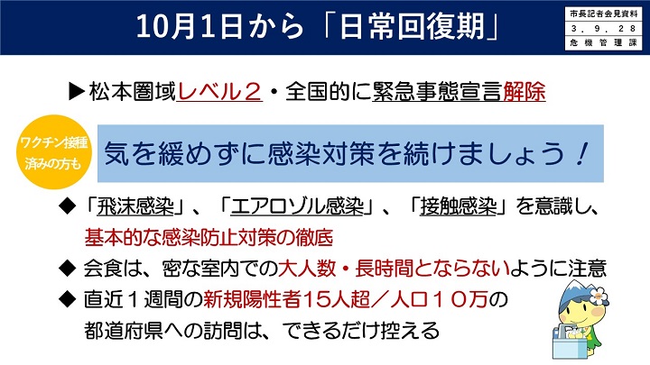 資料5　10月1日から「日常回復期」の画像