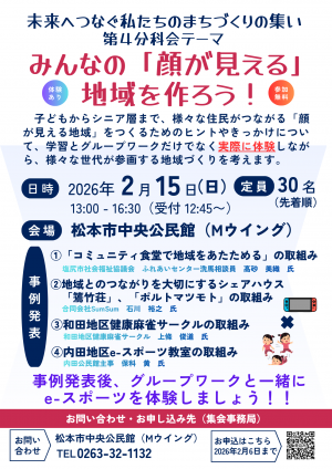 未来へつなぐ私たちのまちづくりの集い第4分科会チラシ